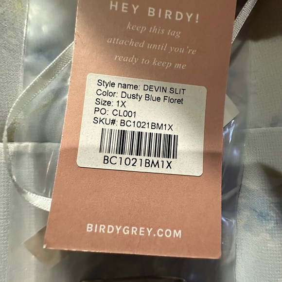 Birdy Grey Devin Dress Dusty Blue Floret 1X NEW NWT BRIDESMAID WEDDING SLIT - Picture 4 of 4